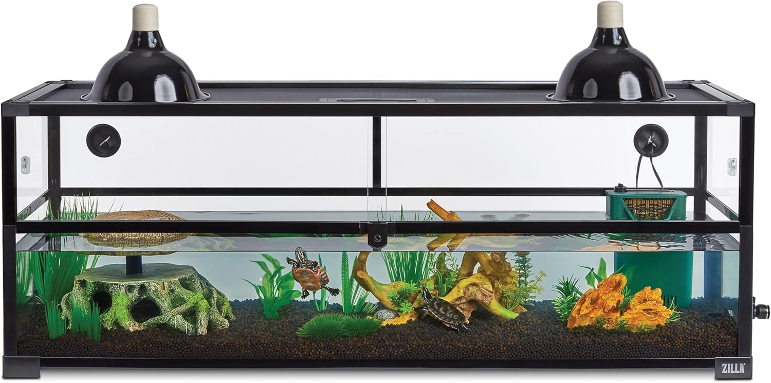 Zilla QuickBuild Aquatic Turtle 60 Gallon Size Holds 26 Gallons of Water Glass Terrarium Habitat, 47" x 15" x 18"