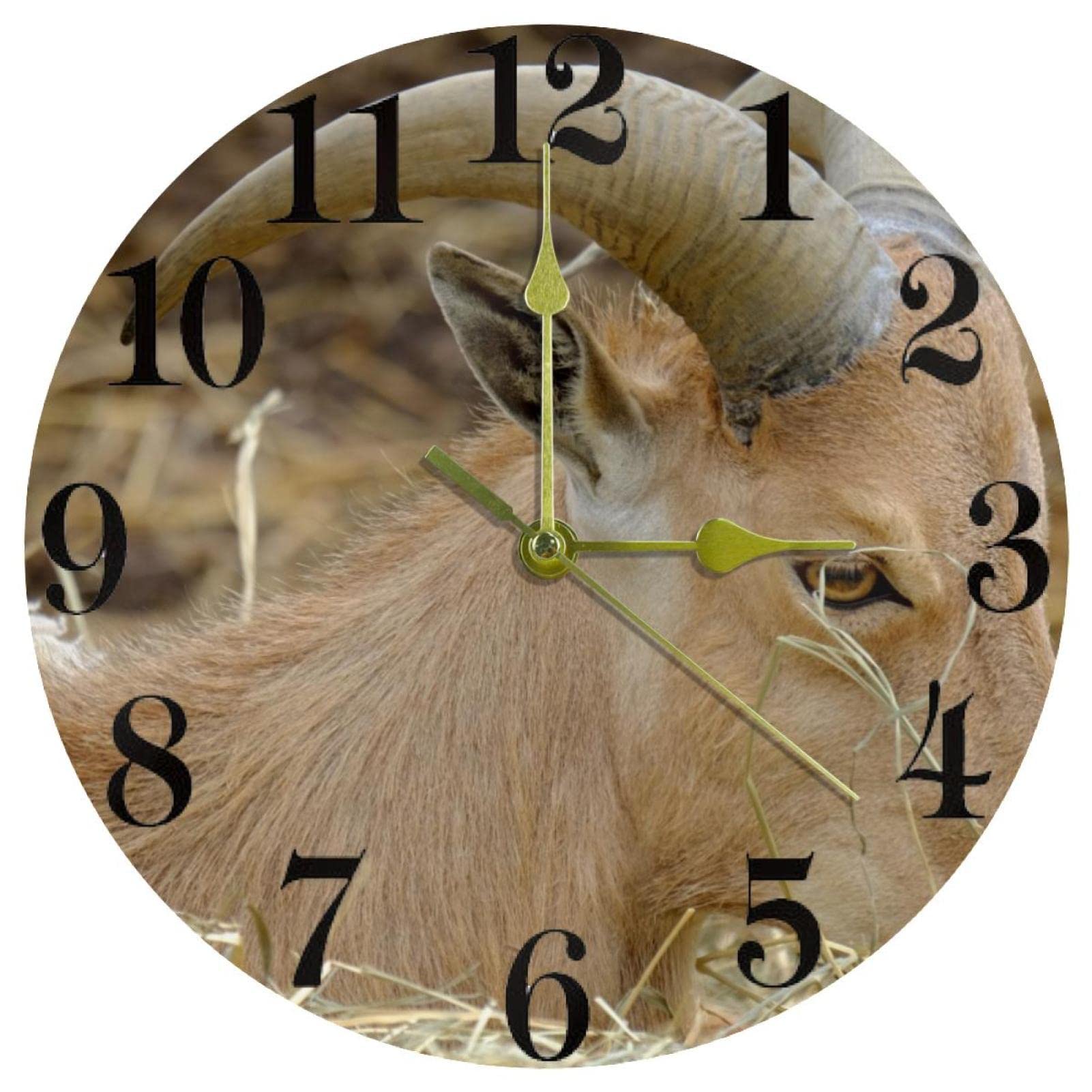 Horloge murale ronde à quartz Capricorne silencieuse fonctionne avec piles
