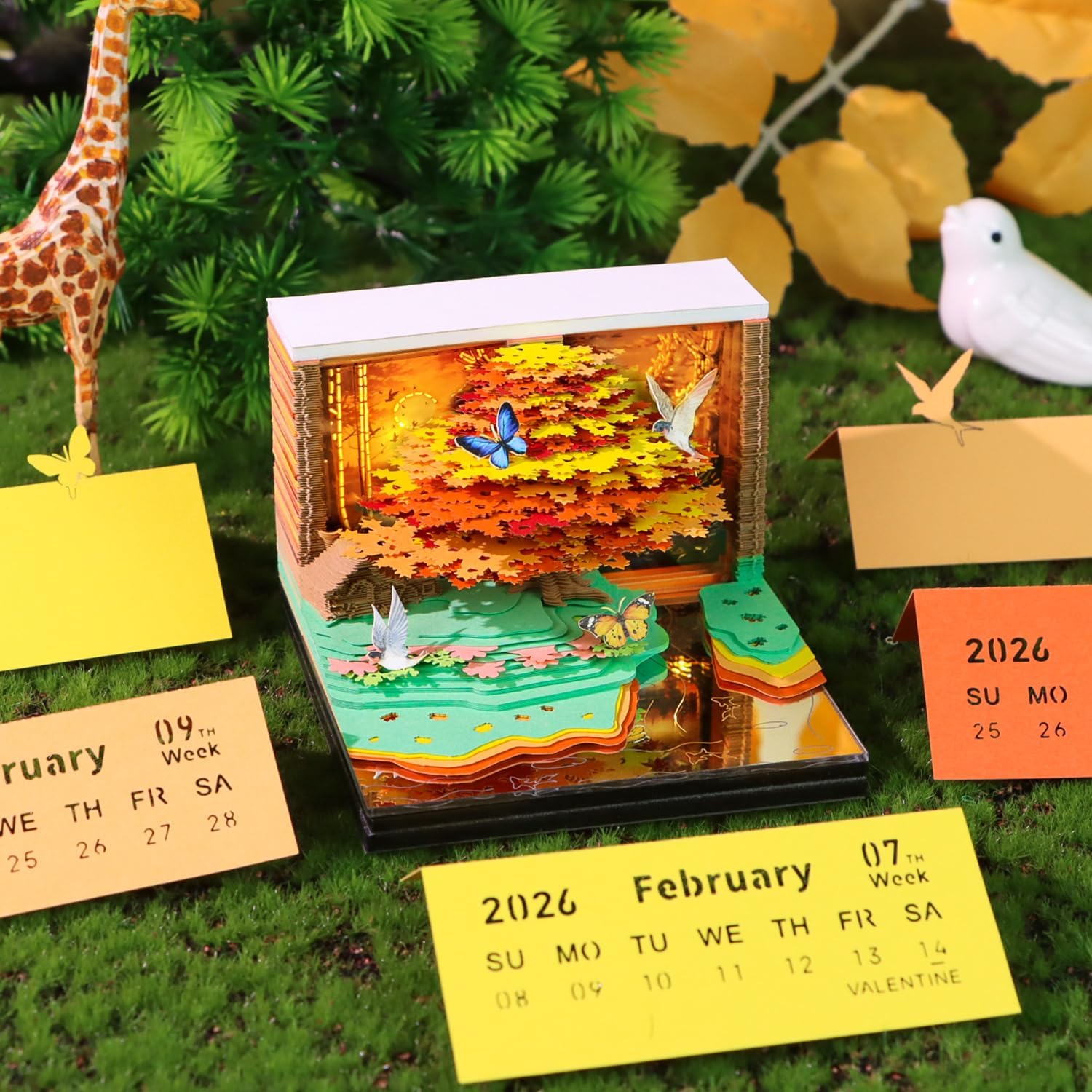 2026 Time Piece Calendar 3D Weekly Calendar Notepad 3D tear away calendar DIY Paper Carving Art Desktop Decoration Gift for Christmas Birthday Anniversaries S