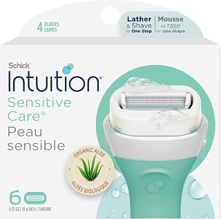 Schick Intuition Sensitive Care Razor Refills for Women - 6 Count with Organic Aloe, No Shave Gel Needed