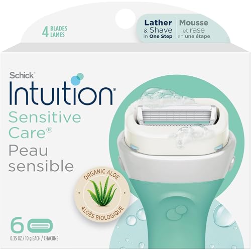 INTUITION Schick Refill, Razors for Women Sensitive Skin | Intuition Razor Blades Refill with Organic Aloe, Razor Refills , 6 Count (Pack of 1)