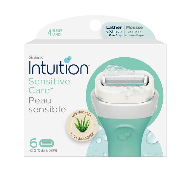 INTUITION Schick Refill Razors for Women Sensitive Skin Intuition Razor Blades Refill with Organic Aloe Razor Refills 6