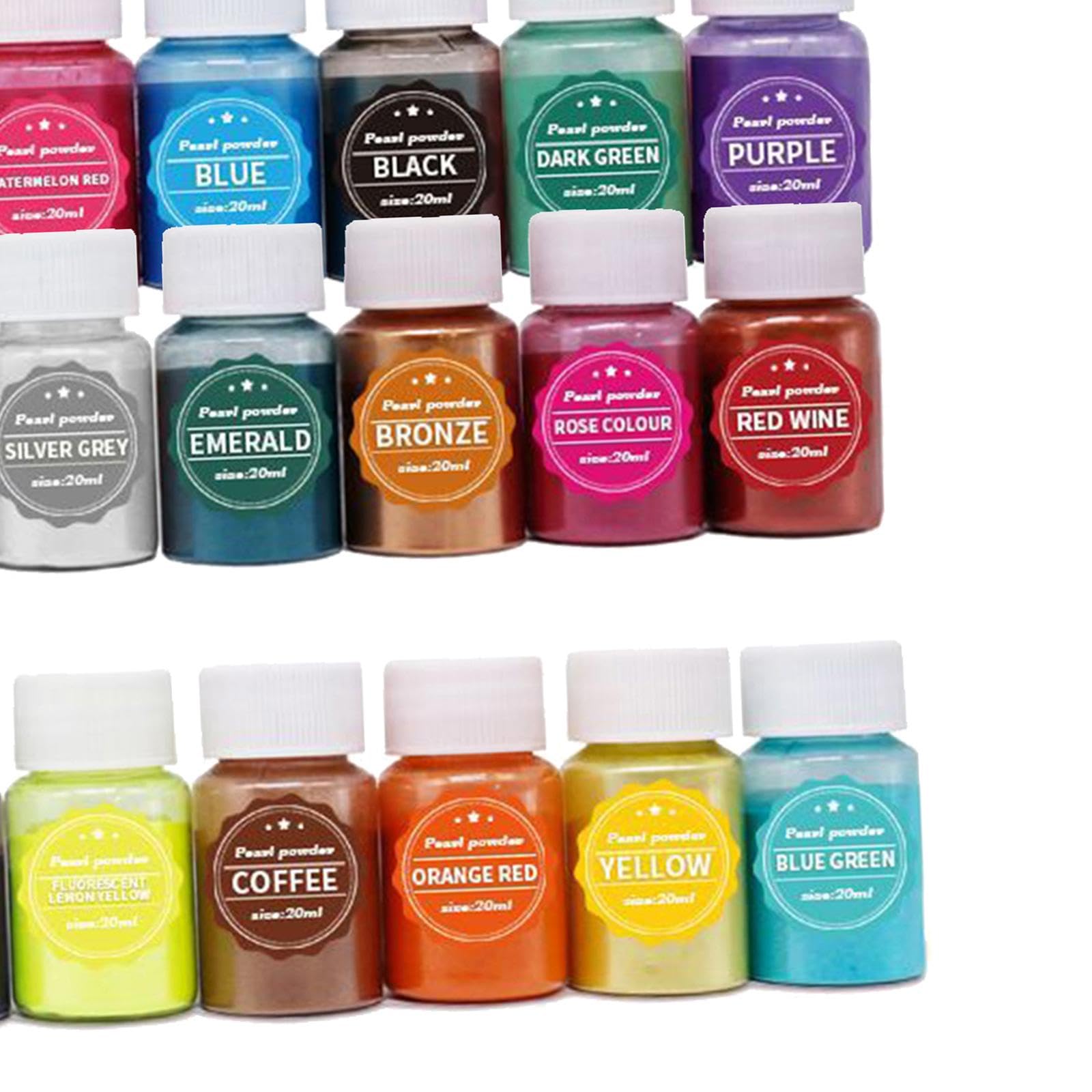 Juego de 5 24 piezas de polvo de mica nacarada para bolas de baño, pintura de joyería