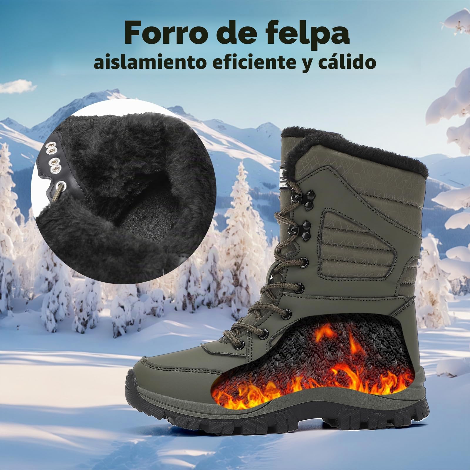 Botas Mujer Invierno Botas Camperas Calor Impermeable y Antideslizante Botas de Montaña Mujer 36-42EU