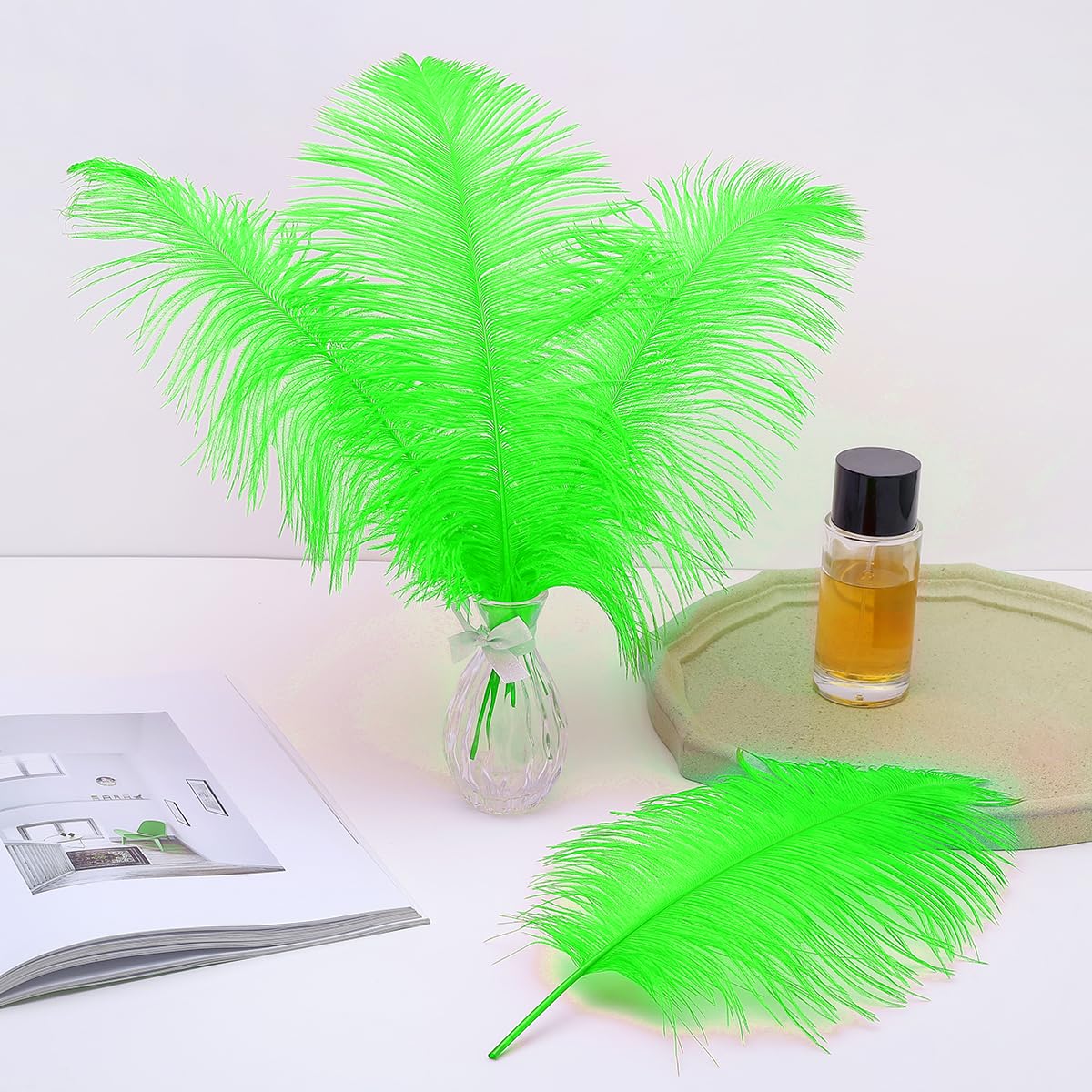 Lime Green Feather Floral Decorative Accent Amazon.com: Ballinger Lime Green Ostrich Feathers - 24Pcs 8  main image 4