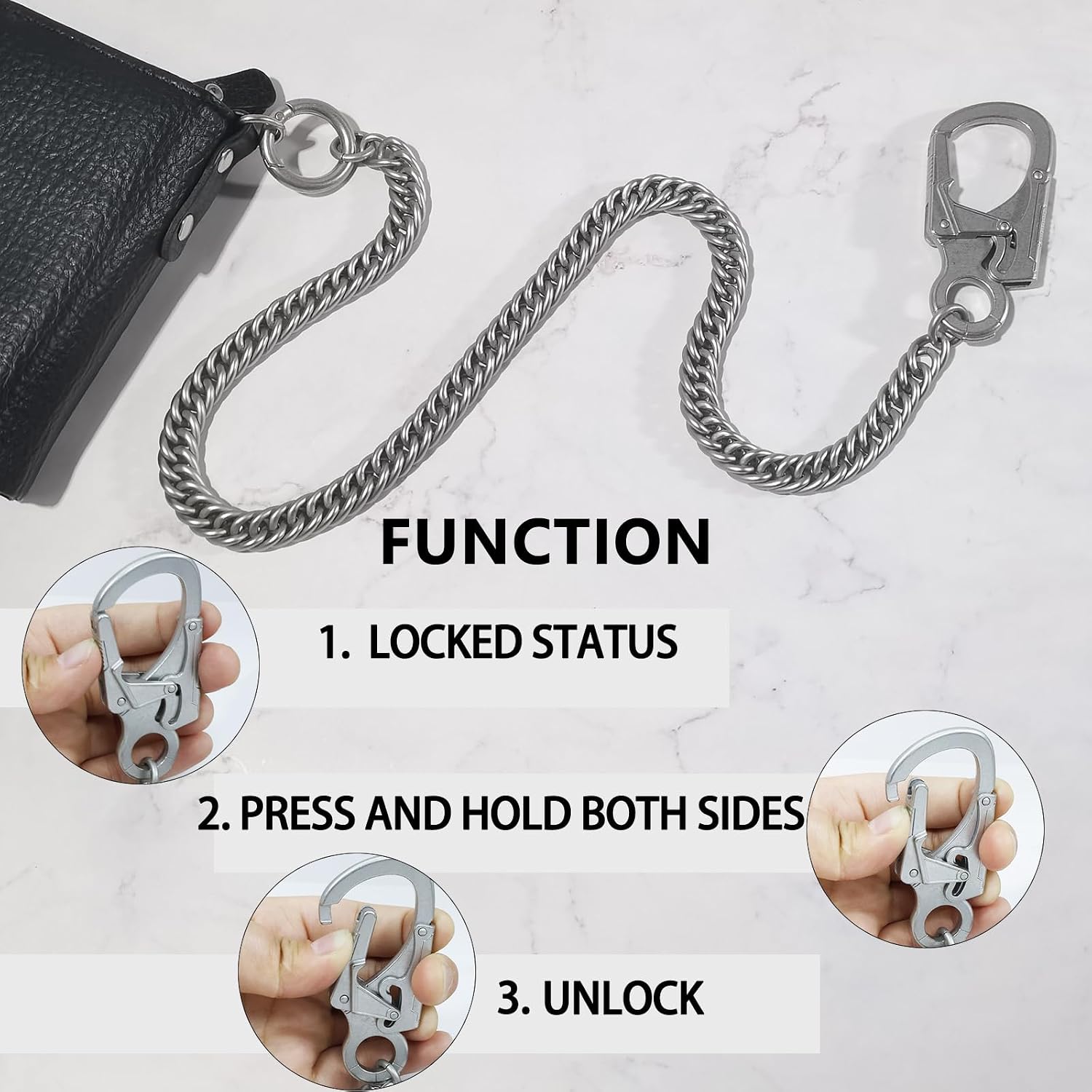 Ahiller Wallet Chain, 25''Heavy Biker Chain for Men, Anti Lost Keychain image 4