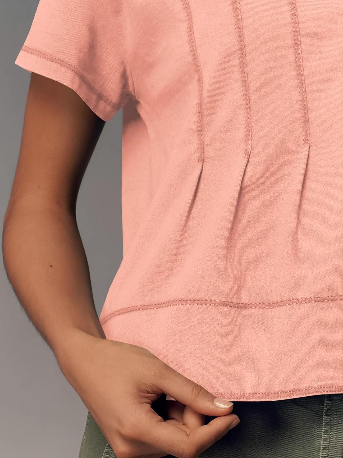 Tankaneo Womens Babydoll Tops Short Sleeve Peplum Pleated Summer T-Shirts Casual Loose Fit Flowy Tshirts 2026 - Image 5