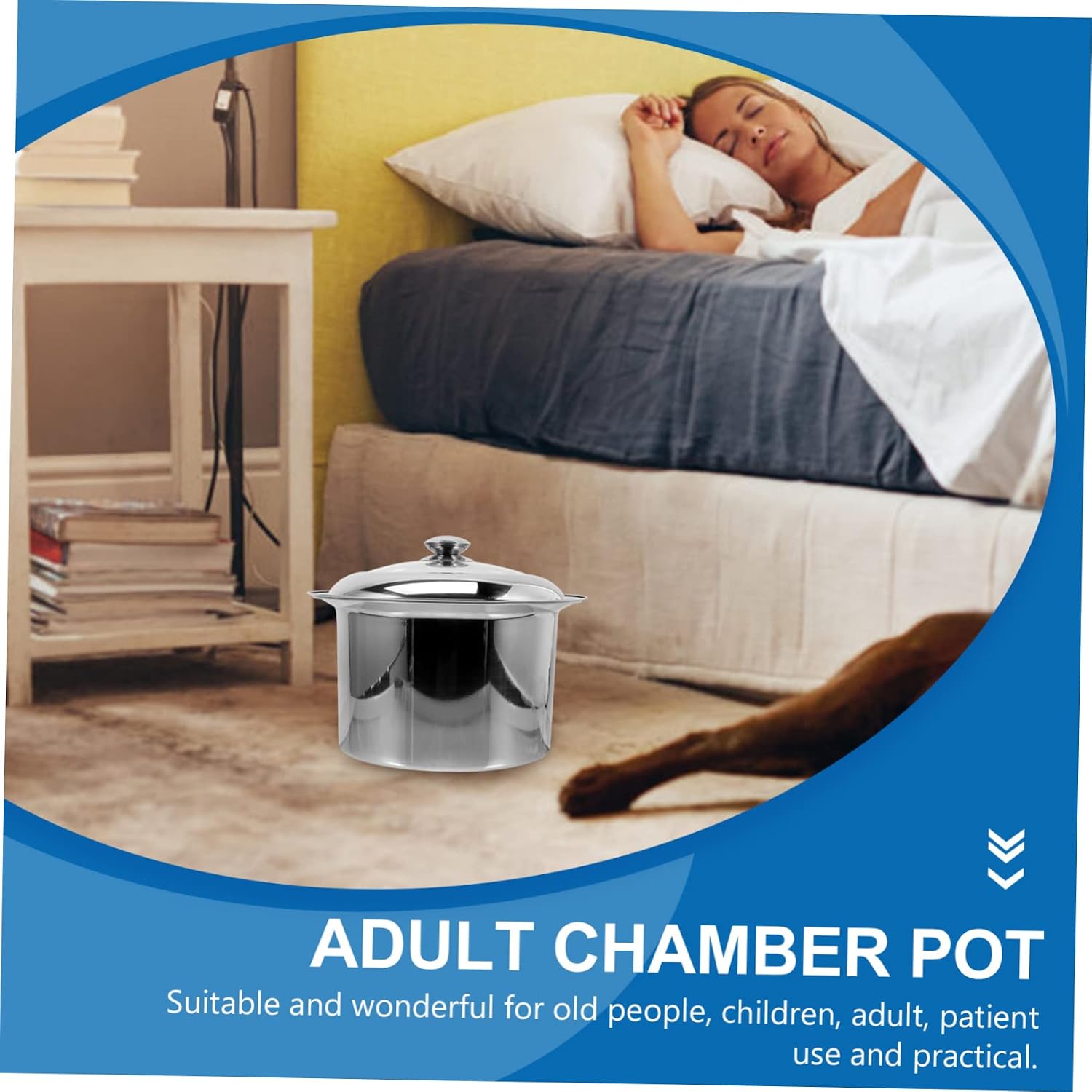 Stainless Steel Bed Pan Lid – Thick Covered Urinal for Children Seniors Portable Commode for Bathroom Night Spittoon for Home Use