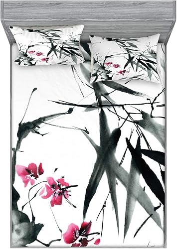 Miniatura 73 de Ambesonne Juego de sábanas bajeras y fundas de almohada, dibujos de aviones antiguos, vuelos clásicos con fechas, estilo vintage, diseño nostálgico,