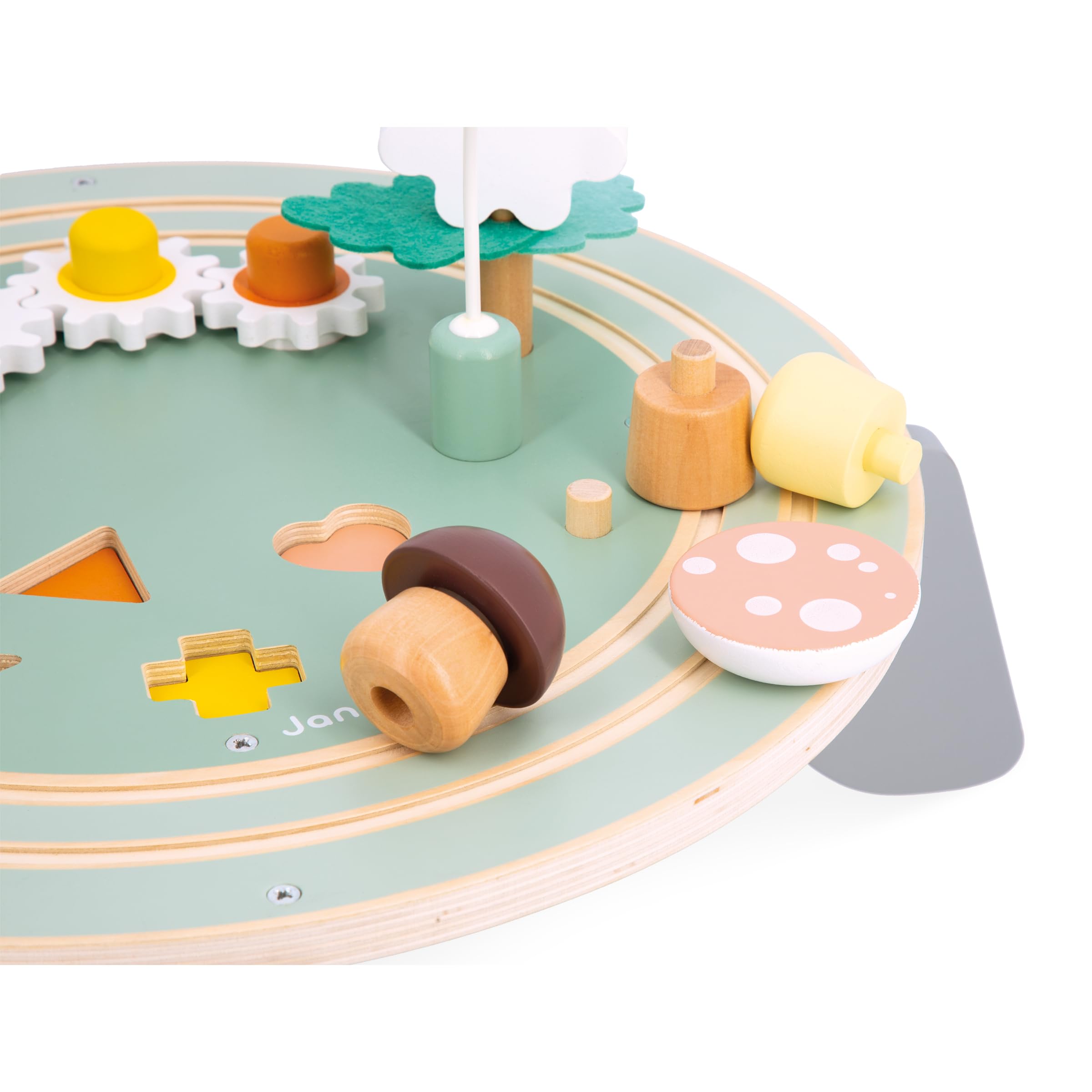 Janod - Mesa de Actividades de Madera Sweet Cocoon - 9 Actividades Infantiles - Juguete de Estímulo - Ejercita Motricidad Fina - Mesa de Madera FSC - Tema Jardín - A Partir de 12 Meses, J04045