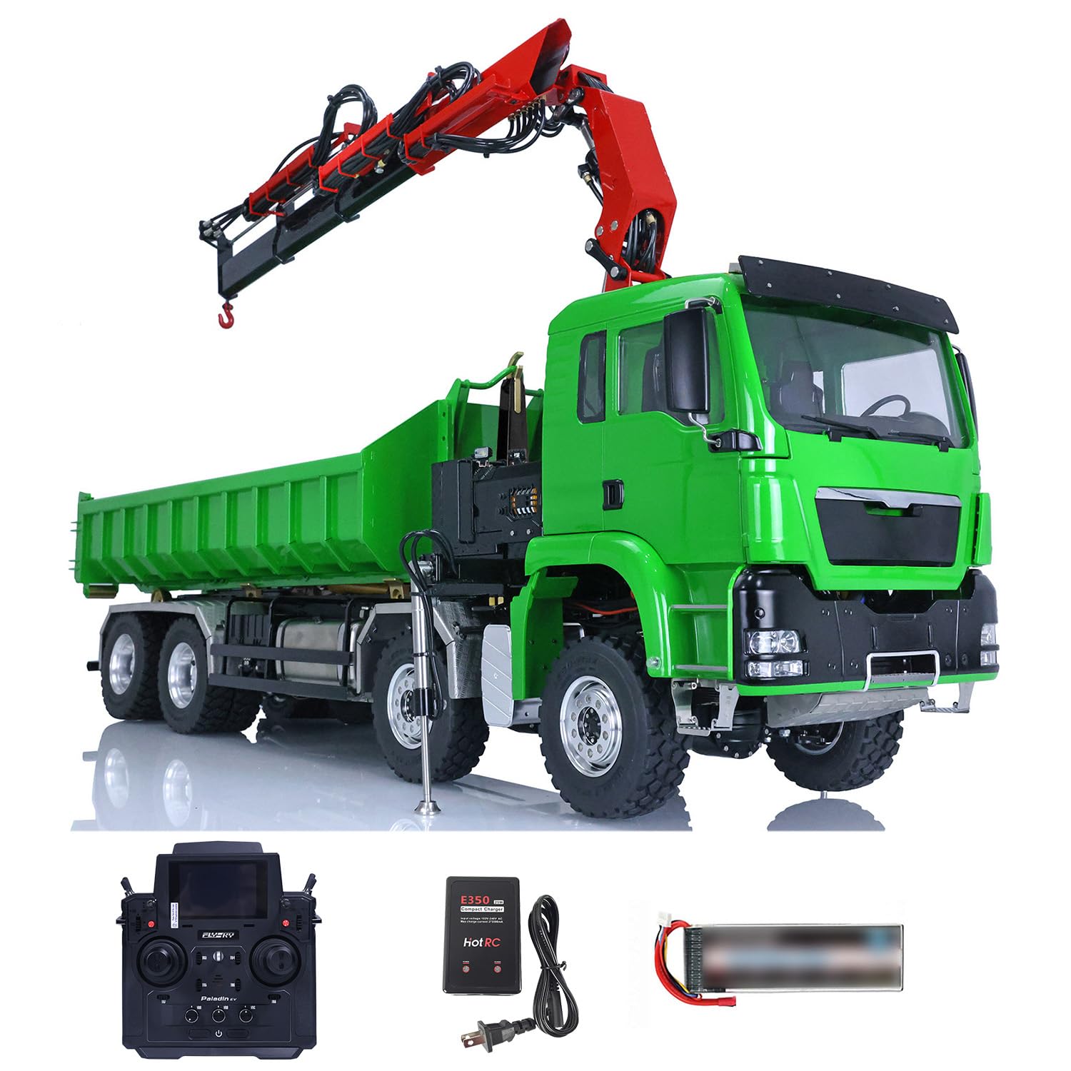 LESU 1/14 8x8 RC Roll-on/Off Hydraulik Ladekran Kipper Kippfahrzeug Flysky PL18EV