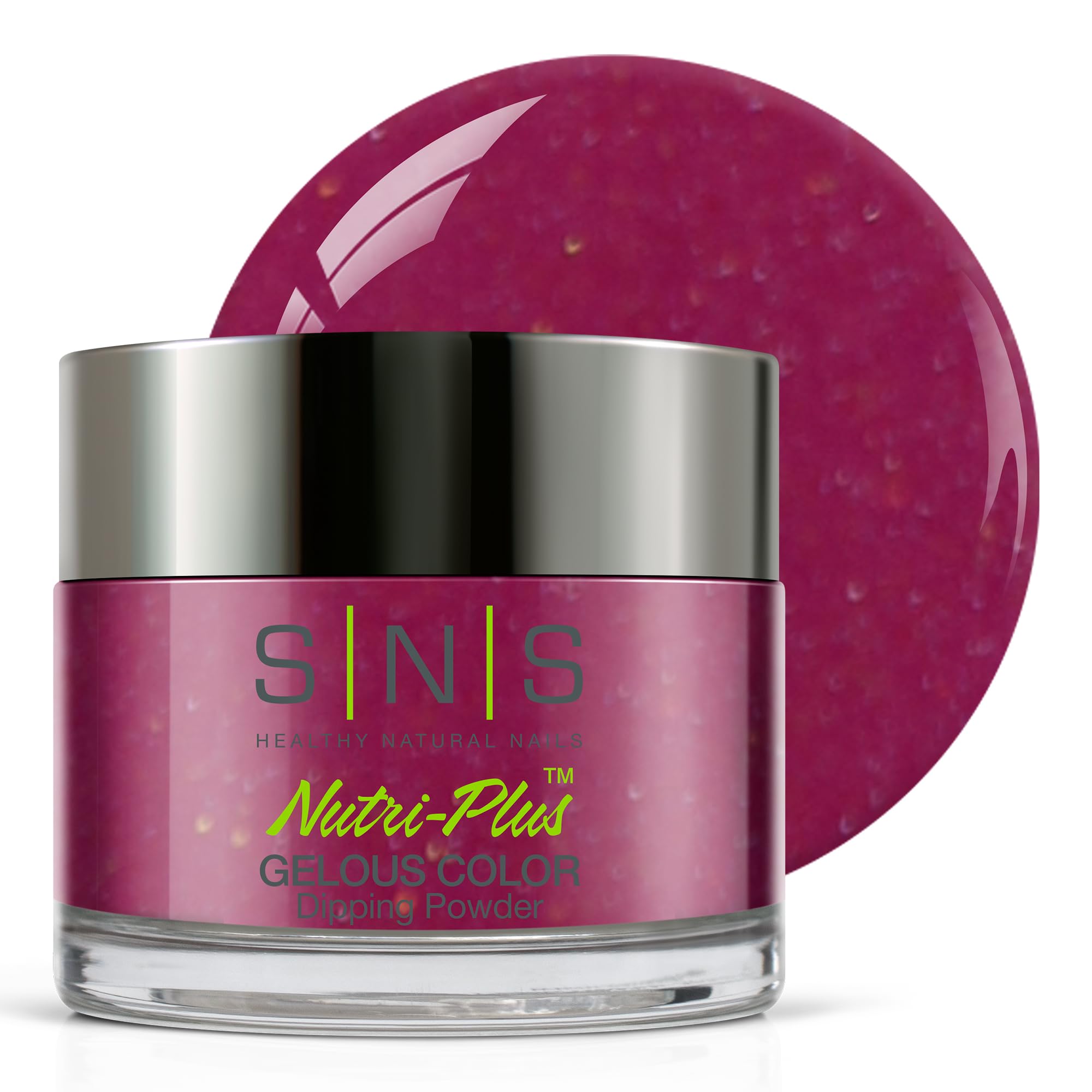 SNS Nail Dip Powder, Gelous Color Dipping Powder - Strawberry Rhubarb Crumble (Purple/Magenta, Shimmer) - Long-Lasting Dip Nail Color Lasts 14 Days -