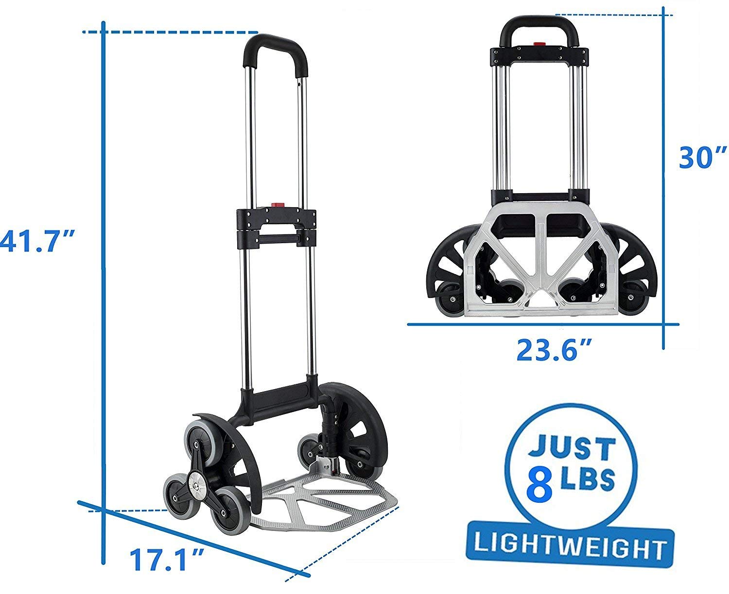 Chariot à Main Pliant En Aluminium - Monte-escalier - Capacité De Charge 150 à 450 Kg - Garantie à Vie