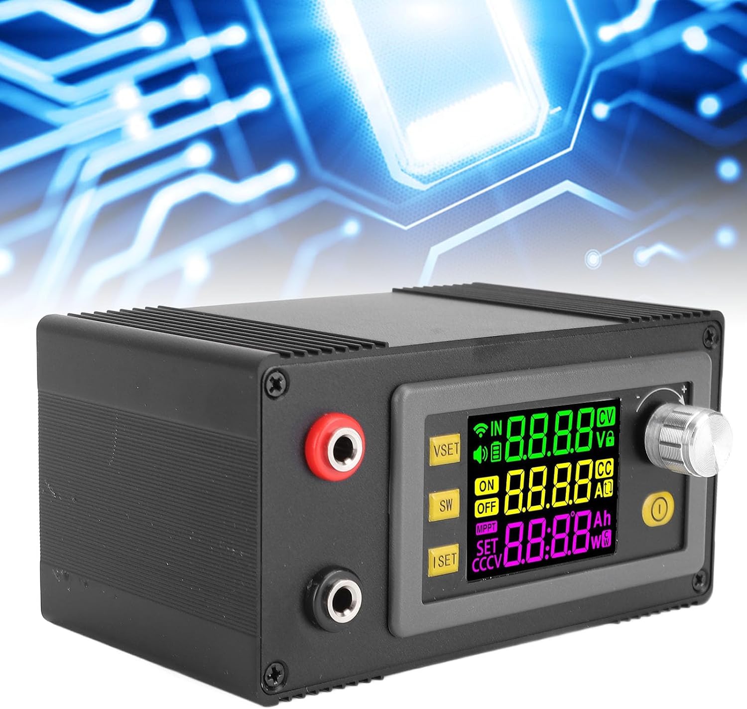 DC Regulated Power Supply, Adjustable Voltage Regulated Power Supply with Digital Display, 12-72V Input 0-65V 6A Output for Lab Bench Electronics Testing