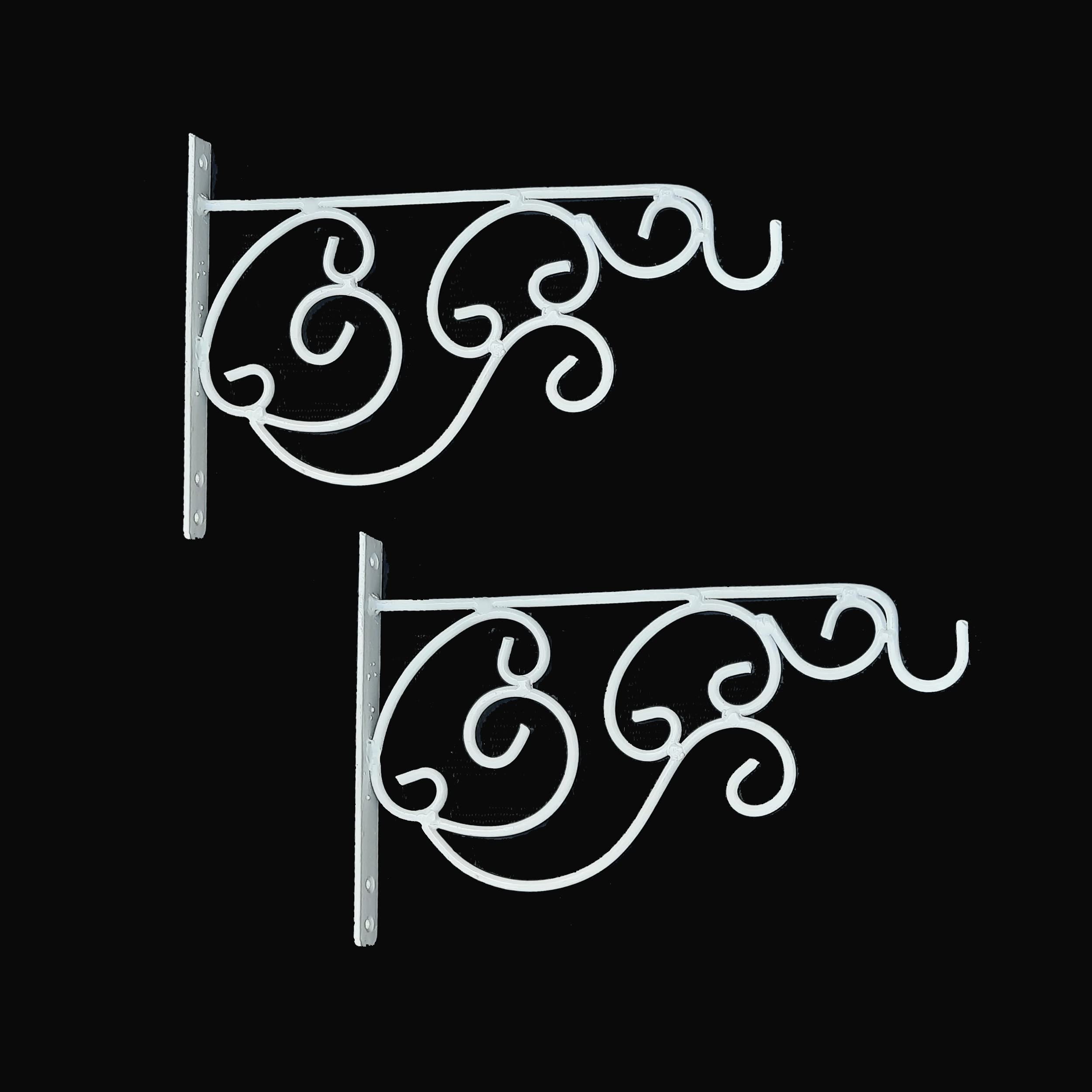 Elegant Metal Plant Stand - Black Scrollwork Bracket -8