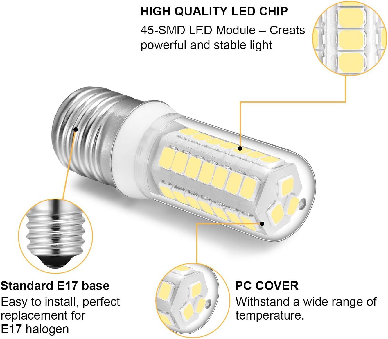Bеѕt Cуbеr Mоndау 🔥 E17 LED Bulb Daylight White 4W Equivalent 35W 40W Halogen Bulbs, 6000K, 400LM LED E17 Base Light, AC 120V CRI 82, Non-Dimmable (6 Pack) by Yomis Tор Rаtеd E17 LED Bulb Daylight White 4W Equivalent 35W 40W Halogen Bulbs, 6000K, 400LM LED E17 Base Light, AC 120V CRI 82, Non-Dimmable (6 Pack) by Yomis