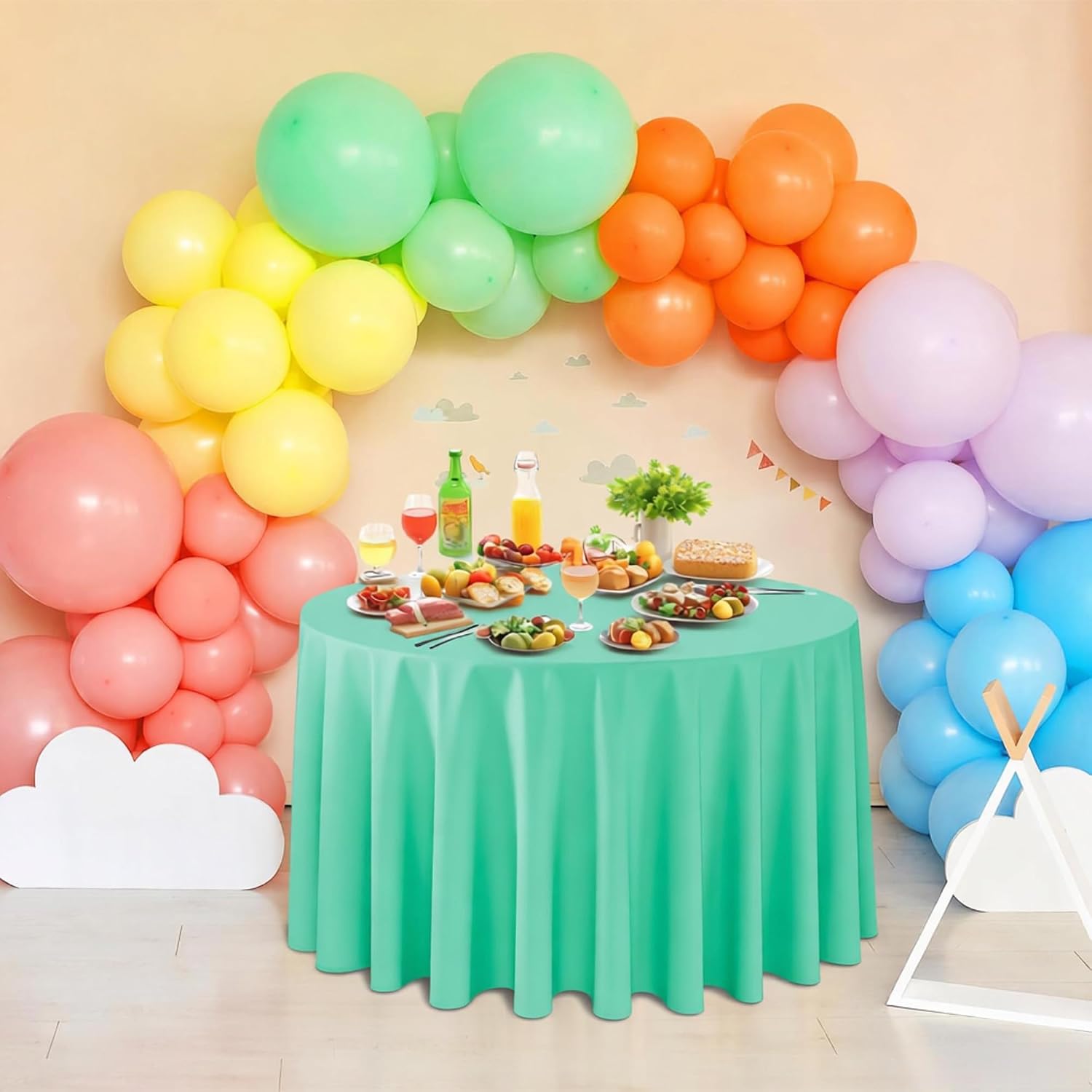 6 Pcs Rainbow PlasticTablecloth,Assorted Color Disposable Tablecloth Colorful Round Table Covers for Rainbow Birthday Party Fiesta Graduation Decorations,84 Inch
