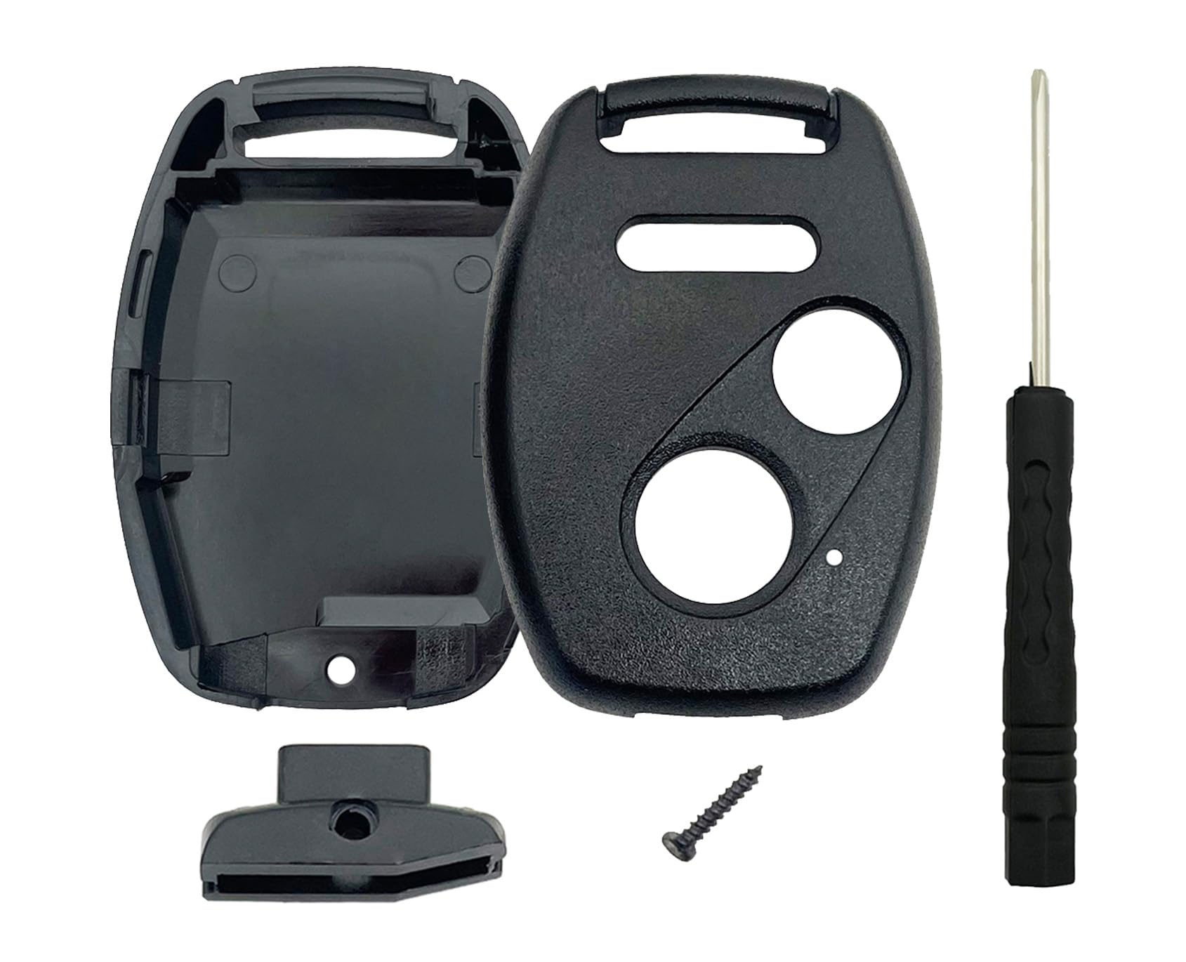 Key Fob Shell Case Fit for Honda Accord Crosstour Civic Odyssey CR-V CR-Z Fit Keyless Entry Remote Key Housing Replacement with Screwdriver (Black)