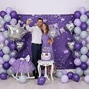 FI - FLICK IN 49 PCS Purple Birthday Decorations Set Heart Foil & Crown Foil Balloon, Decoration Kit for Girls, Women, Kids, Party Supplies (Pack of 49) gallery image