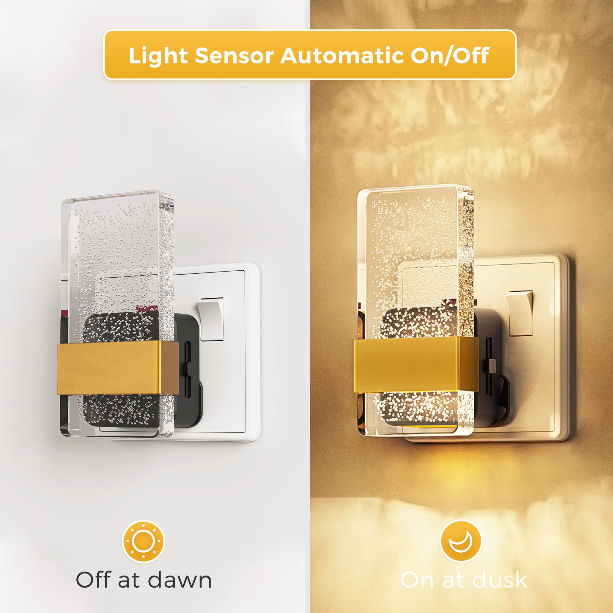 LOHAS-LED Night Light Plug in Wall, Night Light with Dusk-to-Dawn Sensor, 0-100LM Dimmable, Warm White 3000K, Modern Nightlight Plug in Wall for Hallway, Bathroom, Stairway - 4