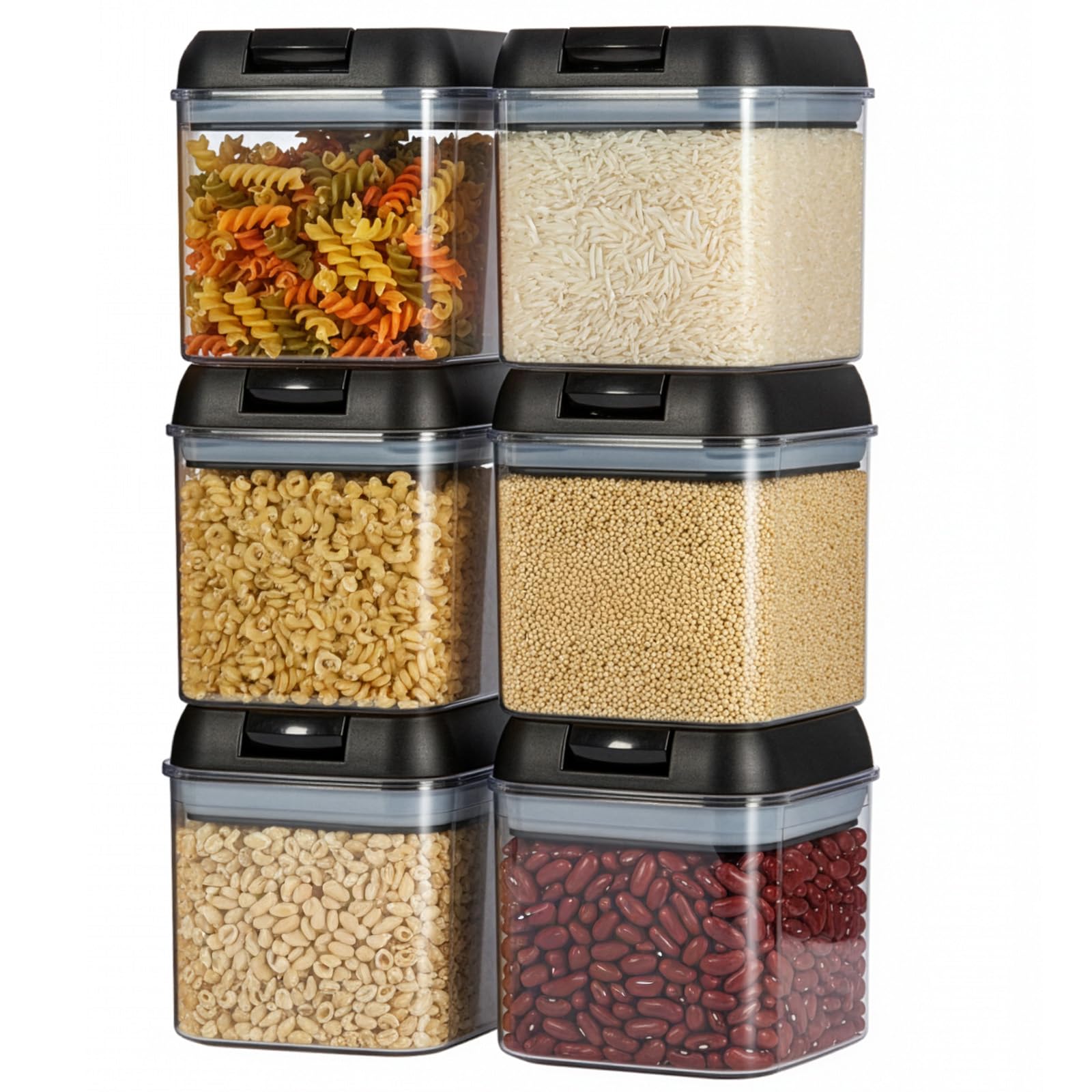 Sunnynest 6-Pack 6-Piece Airtight Food Storage Container Set 550Ml/10Cm Airtight Food Storage Containers Set Kitchen Pantry Organization Canisters With One-Handed Leak Proof Lids For Flour Sugar Coffee Dry