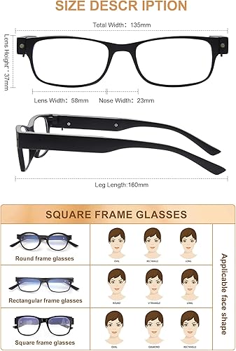 Miniatura 10 de OKH Lentes de lectura iluminados, recargables, lectores LED brillantes con luces recargables para mujeres y hombres