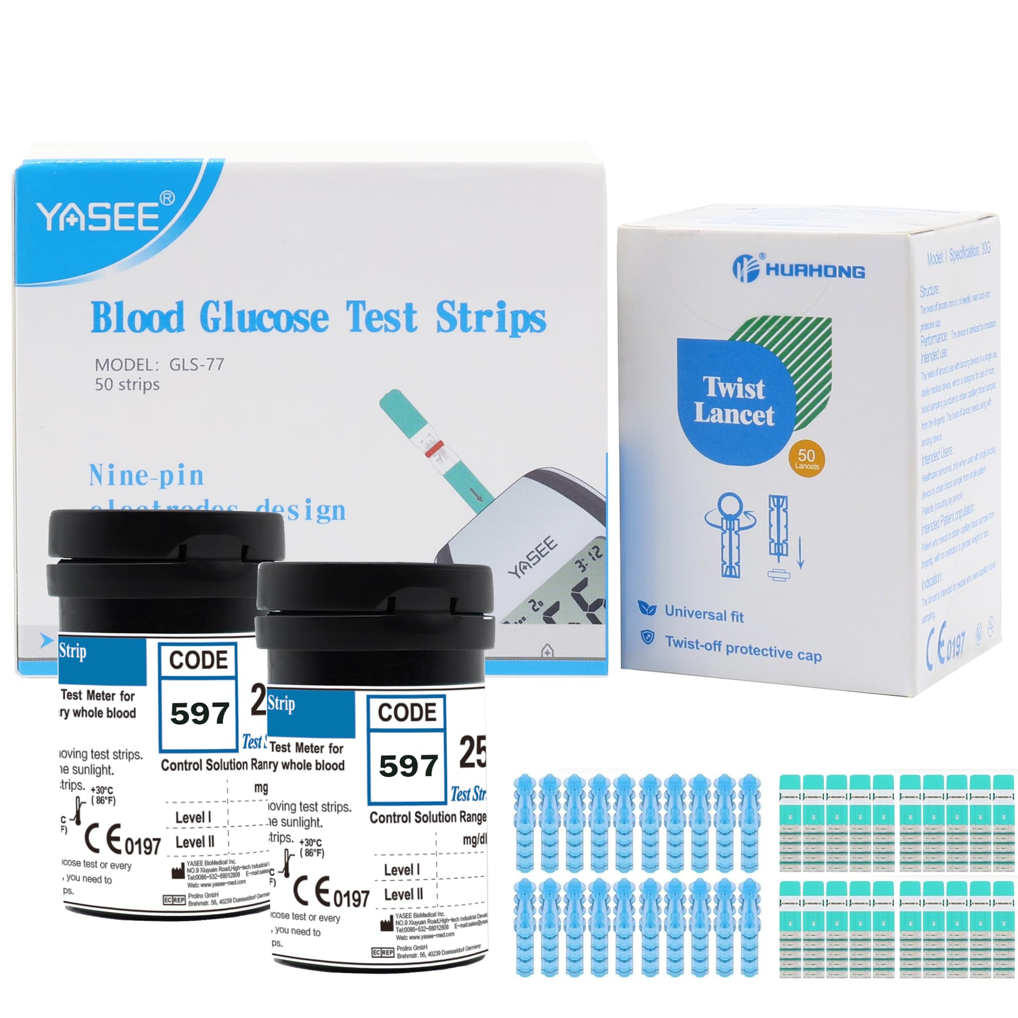 GLM-77 Glucose Test Strips/ 50 pcs Blood Sugar Test Strips, Auto Coding/for Yasee GLM-77 Blood Glucose Monitor Only, for UK Diabetics in mmol/L,Home Use
