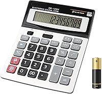 HIHUHEN Large 12-Digit Solar Battery Calculator - Big Button Multi-Functional Display for Office School Business
