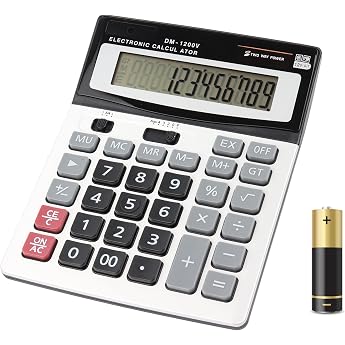 HIHUHEN Calculator, Business Standard Calculator Dual Power (Solar and Battery) Desktop Calculator (1 x Calculator)