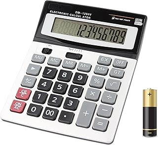 Calculators HIHUHEN Large Calculator Solar & Battery Power 12 Digit Display Multi-Functional Big Button for Business Offic...