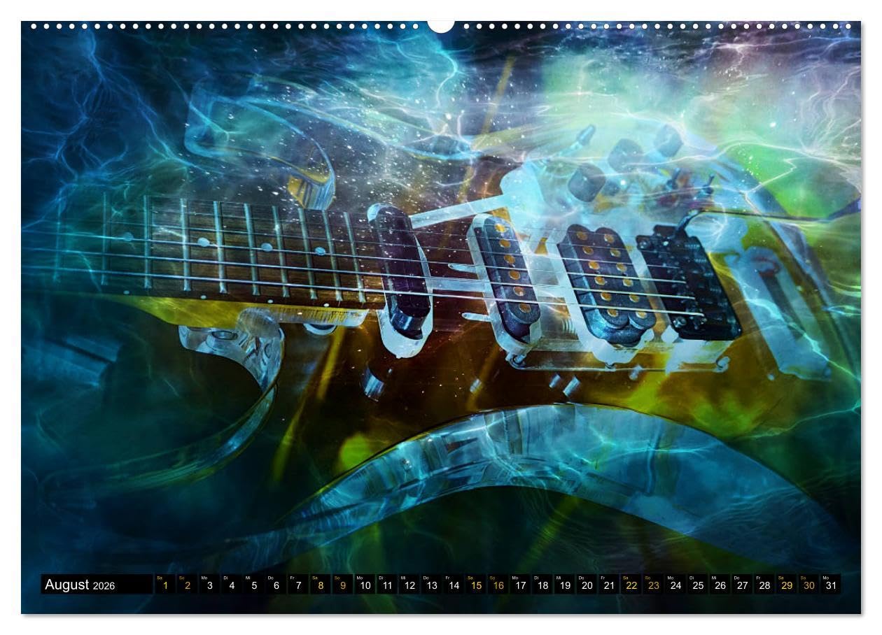 Gitarren im Wasser (hochwertiger Premium Wandkalender 2026 DIN A2 quer), Kunstdruck in Hochglanz: Fantastische, einzigartige Bilder von Gitarren im und unter Wasser (CALVENDO Kunst)