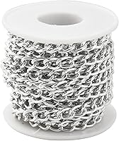 Jaydis 16.4ft Aluminum Curb Chain 10x6.5x1.8mm Twisted Silver Plated on Spool for DIY Necklace Bracelet Jewelry Making