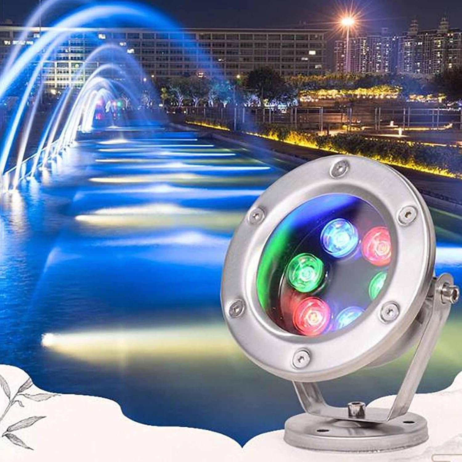 Submersible LED Lights - RGB with Remote Control Spotlights, AC 12V LED Fountain Light, IP68 Waterproof Pond Light, 180° Angle Adjustment Landscape Light, Under,Yellow Light-6W