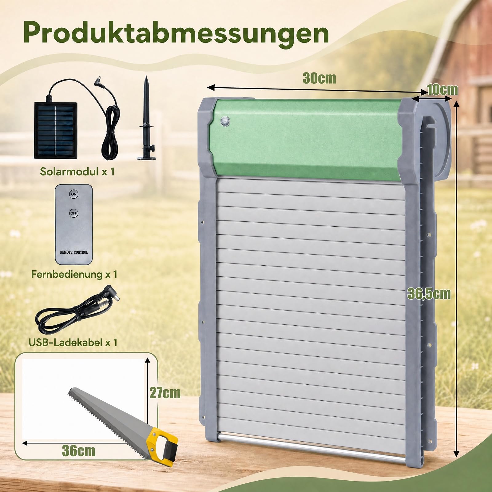 GYMAX Puerta Gallinero Automatica Solar con Control Remoto de 40 m, Puerta de Pollo Automática con Temporizador, Sensor de Luz, Modo Manual a Botón, Batería Recargable y Panel Solar para Exterior