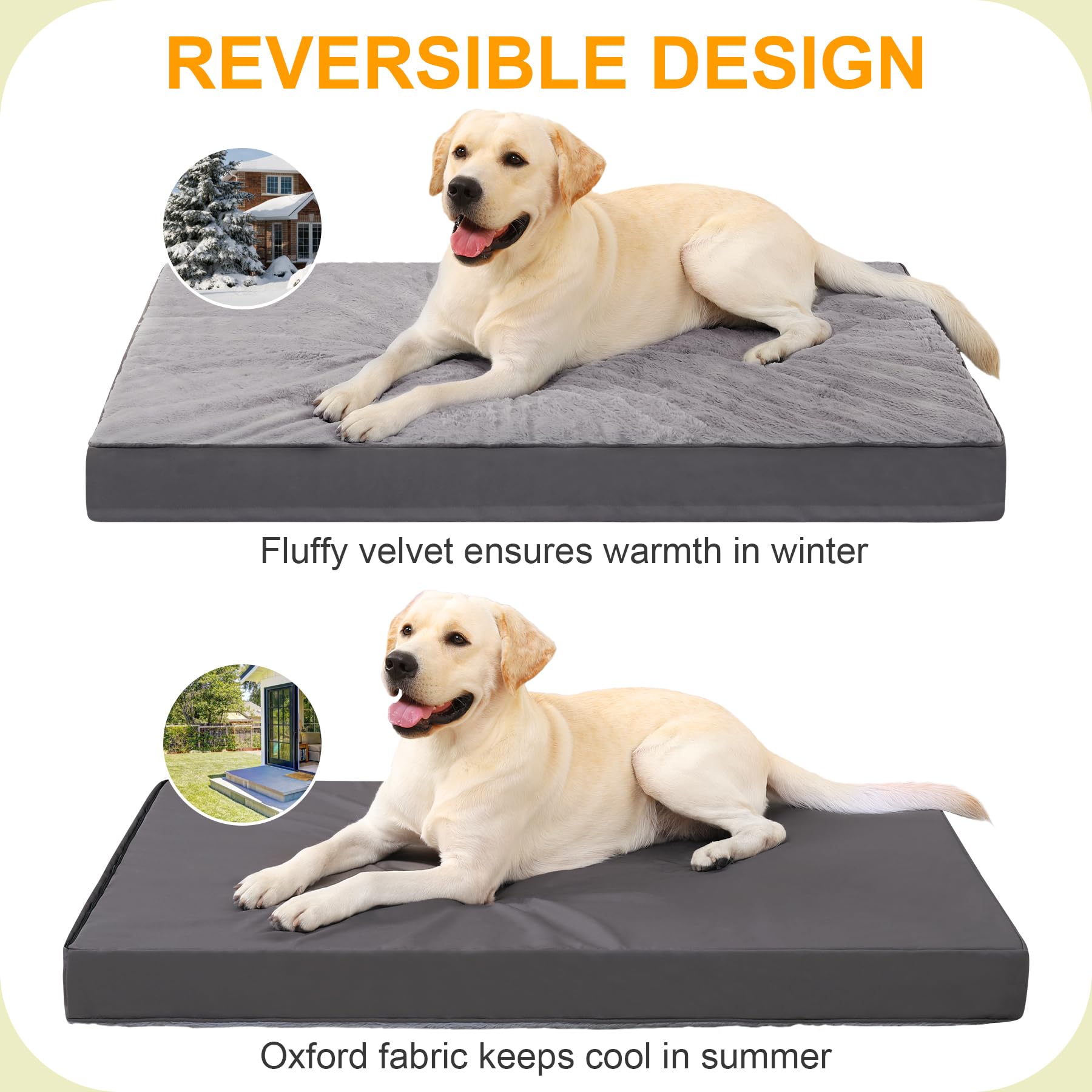 KSIIA Orthopedic Dog Crate Bed for Large Dogs, Waterproof, Washable & Removable Cover, Egg Crate Foam, 41 x 27 Inch, Dark Gray - image 4