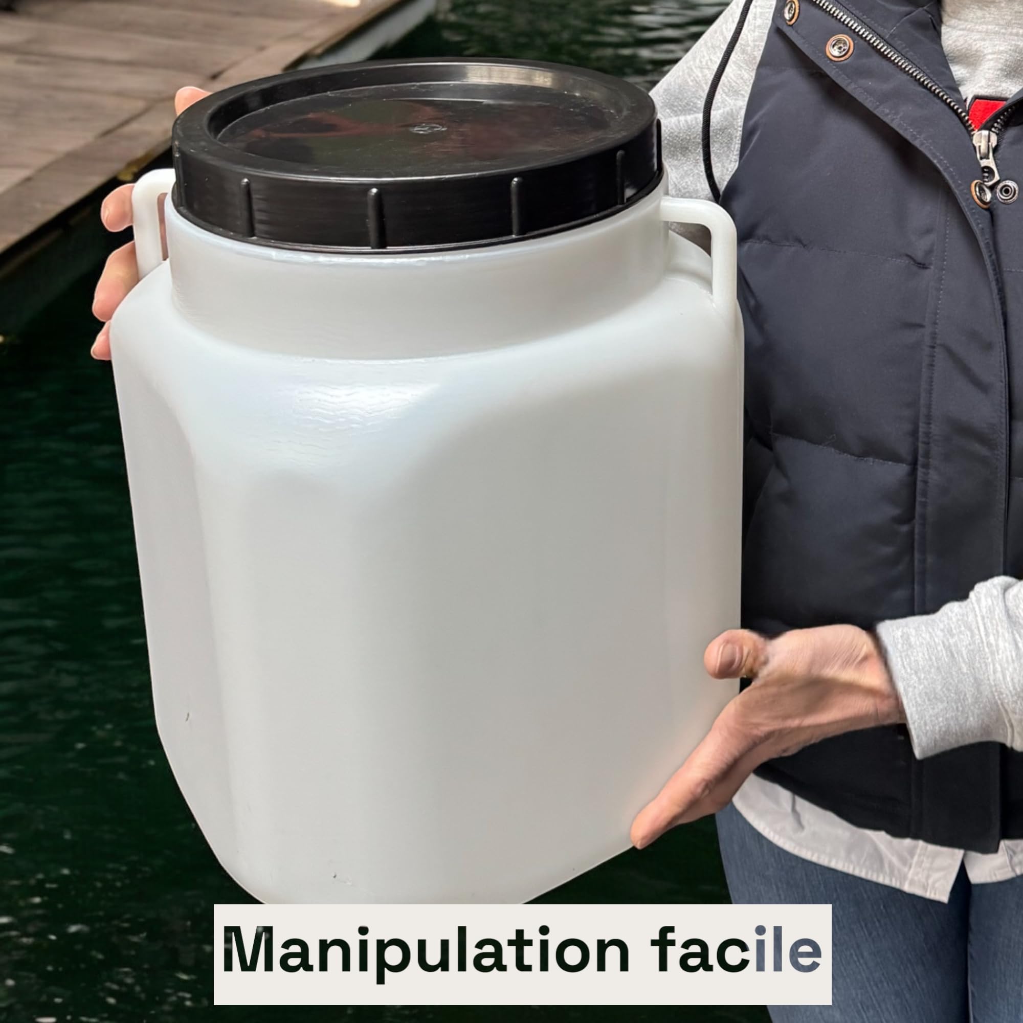 Jordan & Jordan - Bidon Plastique 50 litres - Récipient de Stockage Robuste - Hauteur 52 cm, Ø 22 cm, Couvercle à Visser - pour Eau, Aliments Secs, Déchets, Liquides Techniques