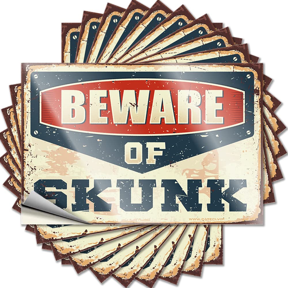 Cdss One Color Tool Decal Beware Of Skunk Funny Sticker 10 Pcs Prank Stickers For Adults Funny Street Signs(6X9cm)