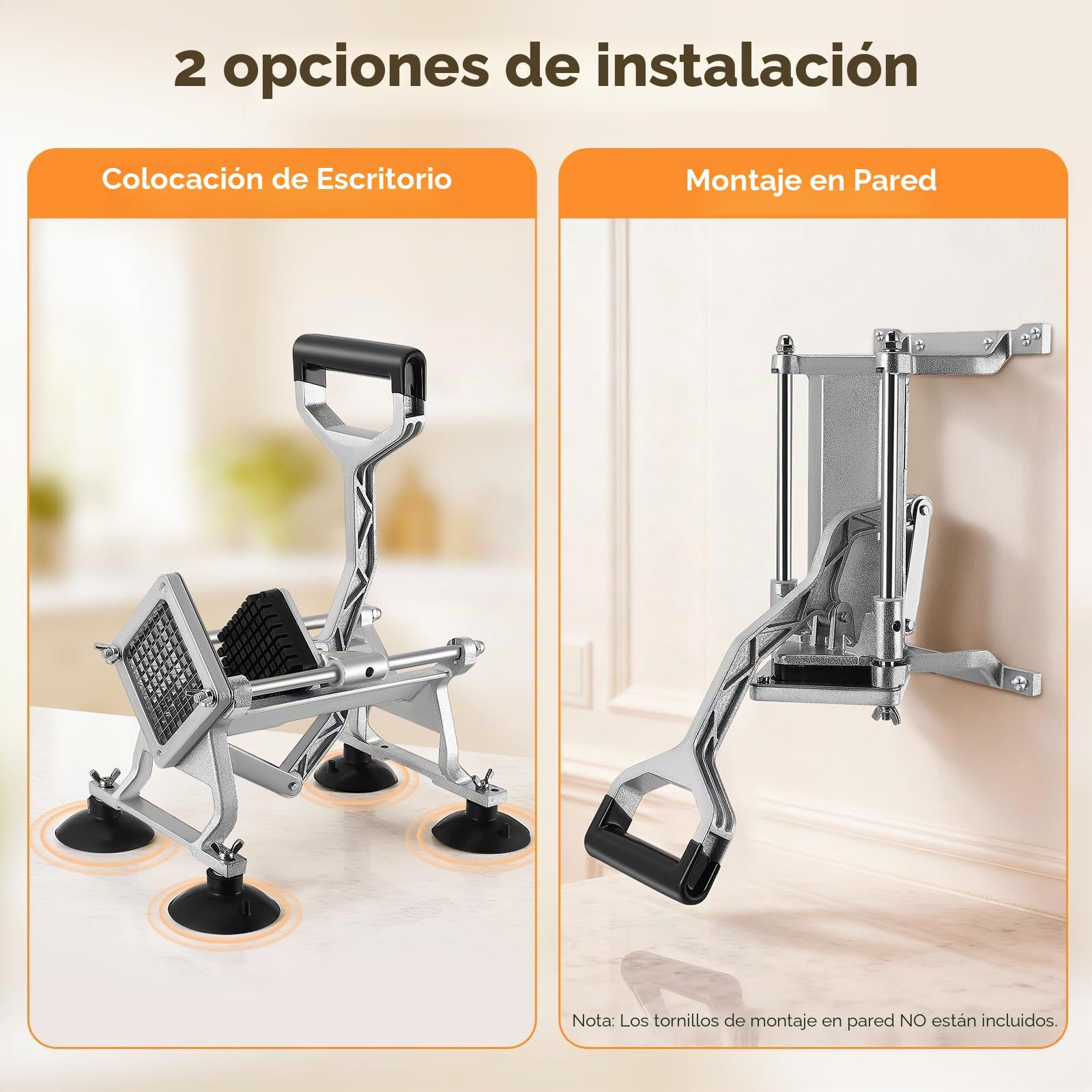 Cortador Patatas Fritas Manual, Cortadora Patatas Industrial, con Cuchillas de Acero Inoxidable de 6mm, 9mm, 13mm, Cortador de Papas para Patatas, Verduras y Frutas para Uso Doméstico