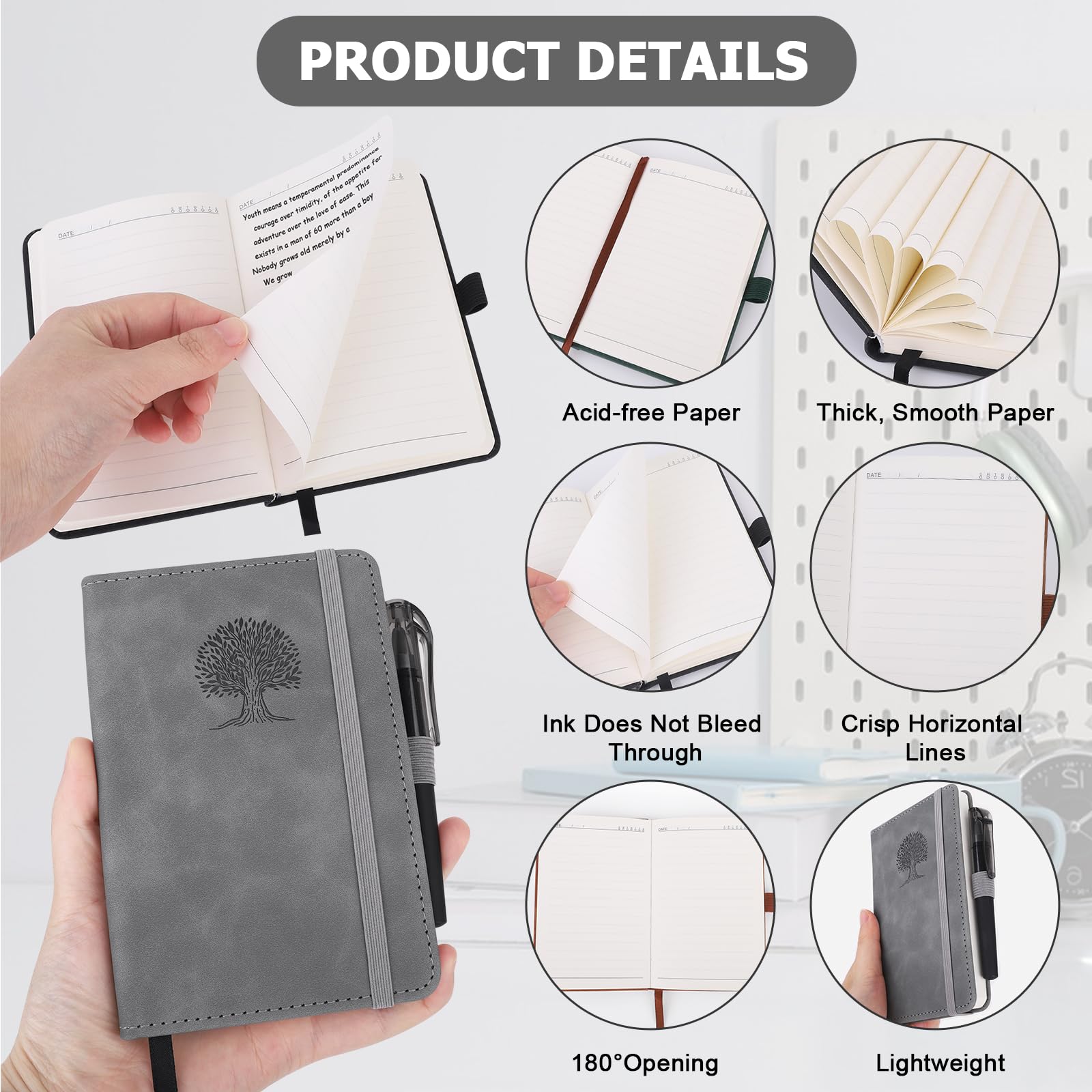 A6 Notebooks, 2 Pcs A6 Notebook, Pocket Notebook Small Note Pads, 14.5 x 9.9cm, 80 GSM, 192 Pages - Image 4