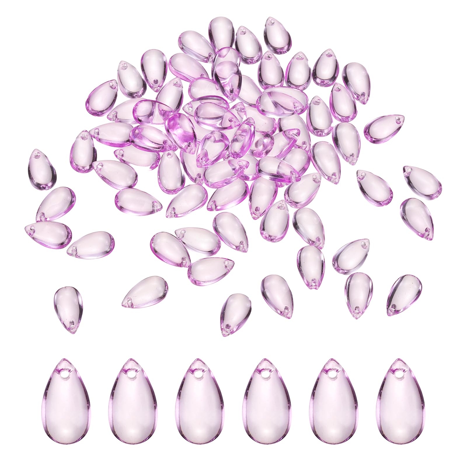 sourcing map 100 Pcs Teardrop Crystal Glass Beads, 8x14mm Teardrop Glass Charm Pendants Water Drop Beads Top Drilled for Jewelry Making DIY Craft Bracelets Necklace, Purple — image 1