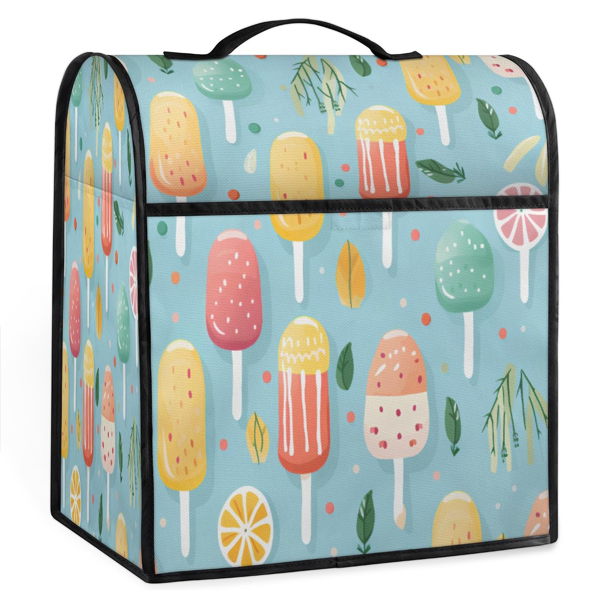 Coffee Maker Cover Summer Ice Cream Kitchen Appliance Covers Small Appliance Covers Blender Cover Juicer Cover Dust Covers for Kitchen Appliances with Top Handle and Pockets,Washable,B808