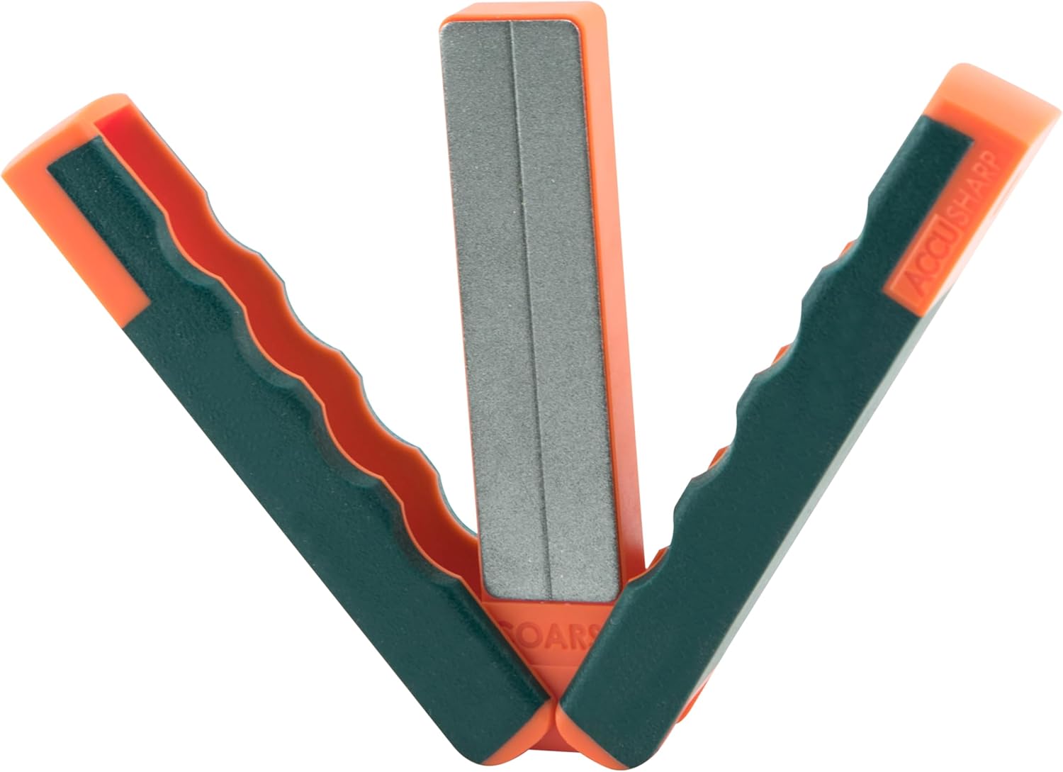 AccuSharp Diamond Paddle Foldable Knife Sharpener - Double-Sided Sharpener Features Coarse & Fine Surface w/Groove - Quickly Sharpens & Hones Hooks, Darts & Knives - Orange/Green