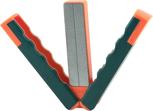 AccuSharp Diamond Paddle Foldable Knife Sharpener - Double-Sided Sharpener Features Coarse & Fine Surface w/Groove - Quickly Sharpens & Hones Hooks, Darts & Knives - Orange/Green