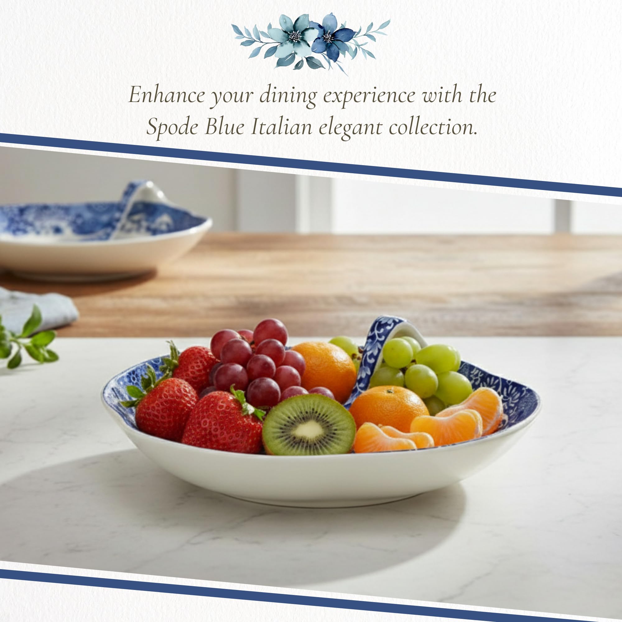Spode Blue Italian Handled Serving Platter | Serving Tray for Side