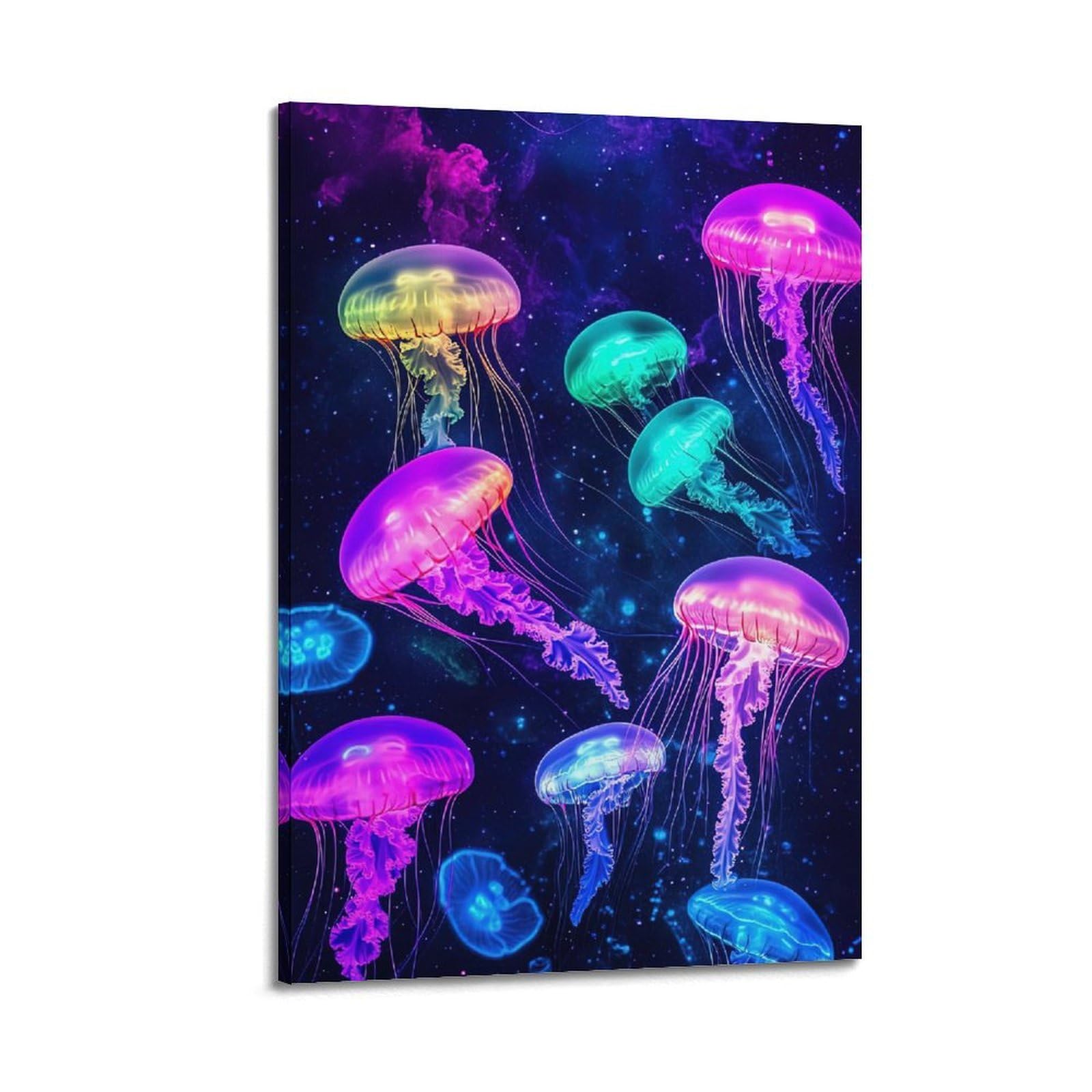 WPHSFX Marine Animal Poster Starry Sky Jellyfish Float Poster Decorative Painting Canvas Wall Posters And Art Picture Print Modern Family Bedroom Decor Posters 20x30inch(50x75cm)