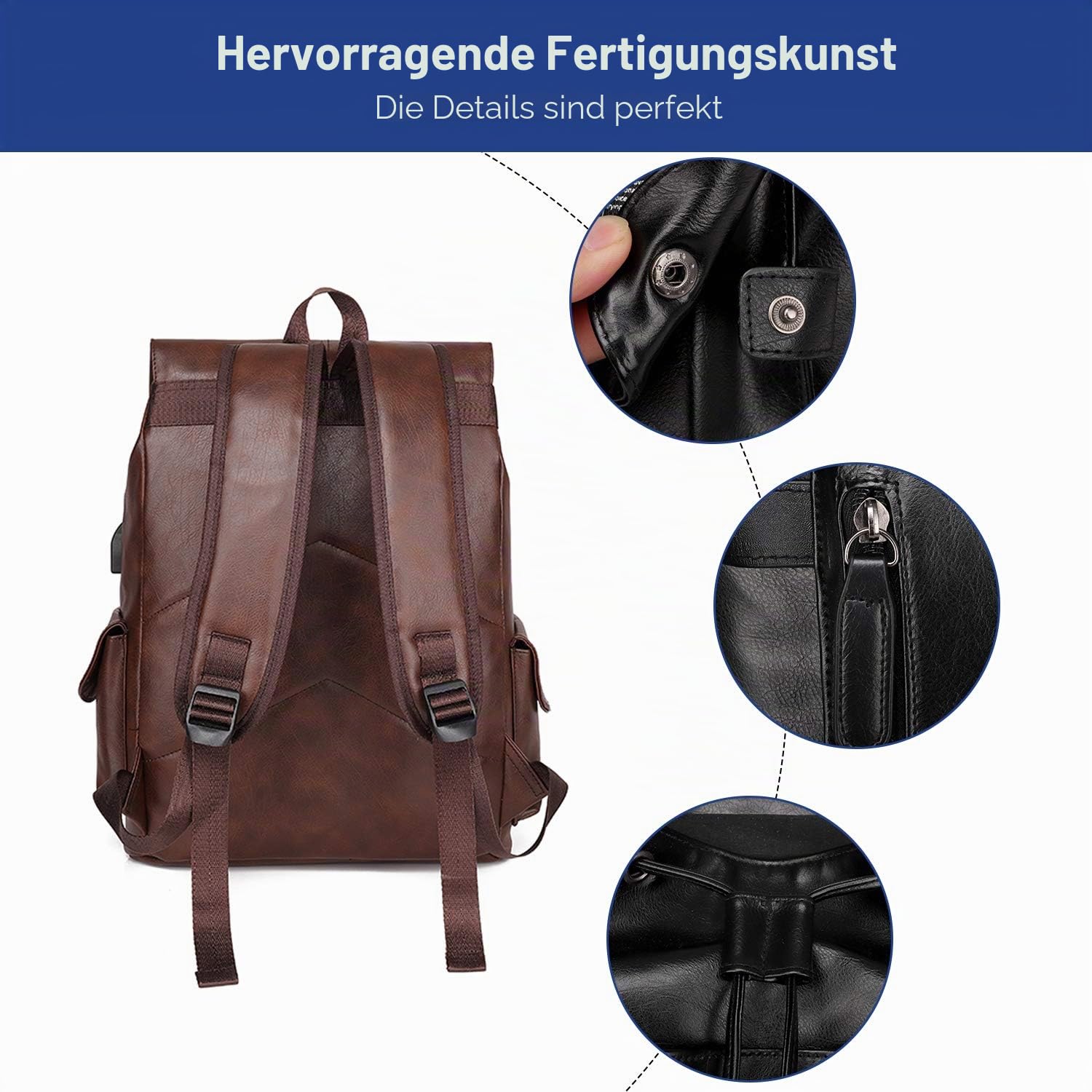 FANDARE Rucksäcke Wasserdicht Daypacks Junge Ranzen Schulranzen mit USB-Ladeanschluss für 15.6 Zoll Laptop Taschen Herren Schulrucksack Schultasche für Arbeit Wandern Reisen Camping Schule Rucksack