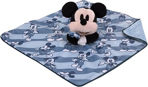 Miniatura 4 de Disney Mickey Mouse - Juego de 2 piezas de manta de bebé sherpa súper suave a rayas azules y azul marino