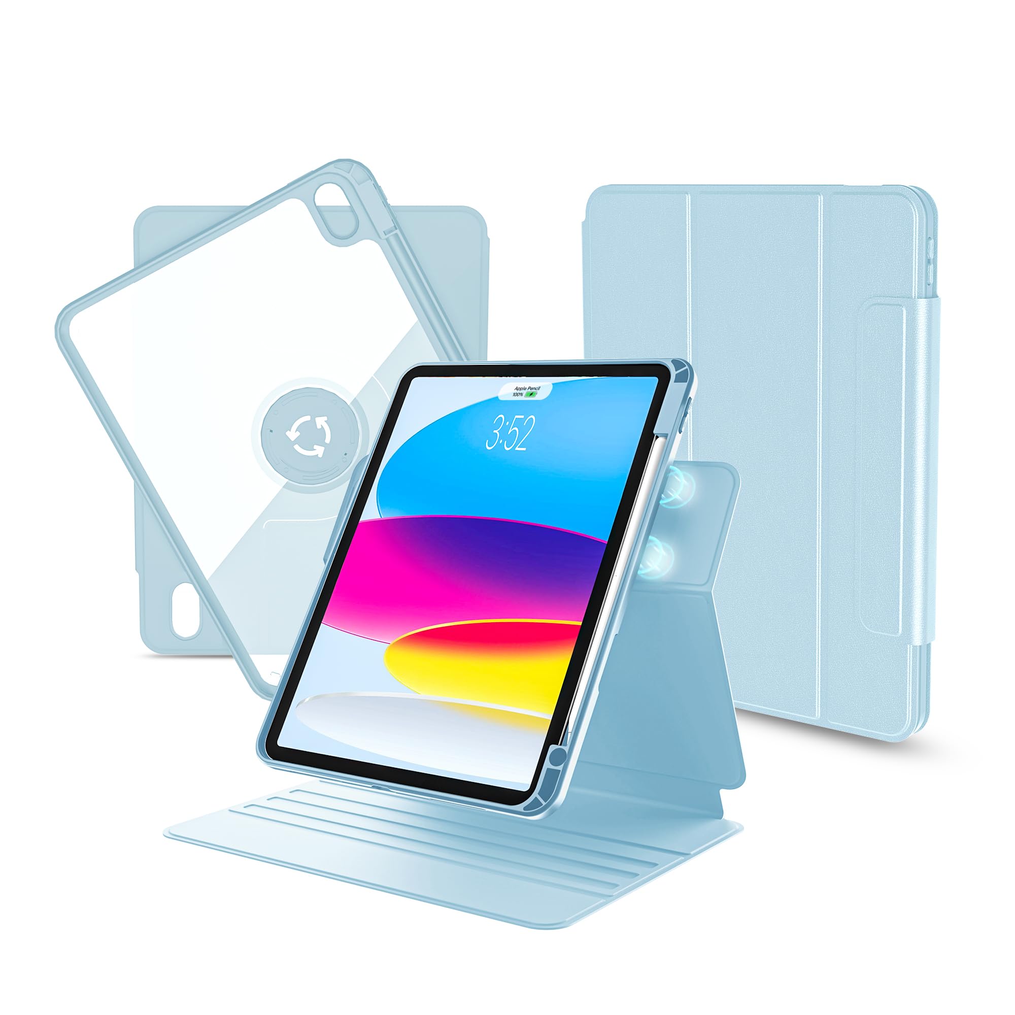 Apple iPad 10世代ブルー64G➕Apple Pencil➕ケース ZENIX DESIGN TECH iPad 第9世代 ケース 第10世代 mini7 A16 M3