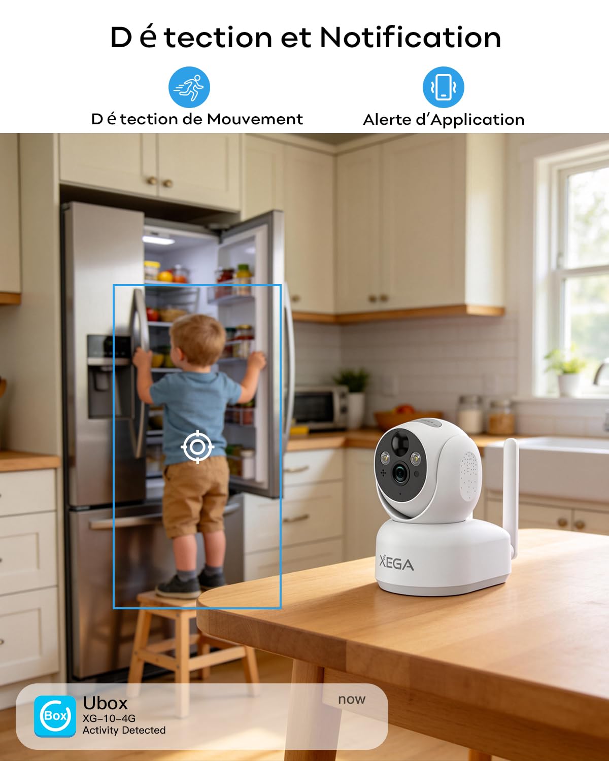 Xega 4G LTE Camera Surveillance Interieure sans Fil avec Carte Sim, 2K Caméra sans WiFi pour Bébé/Animaux, 7800mAh Batteries, PTZ Camera Vision Nocturne, PIR Détection, Audio Bidirectionnel, IP65