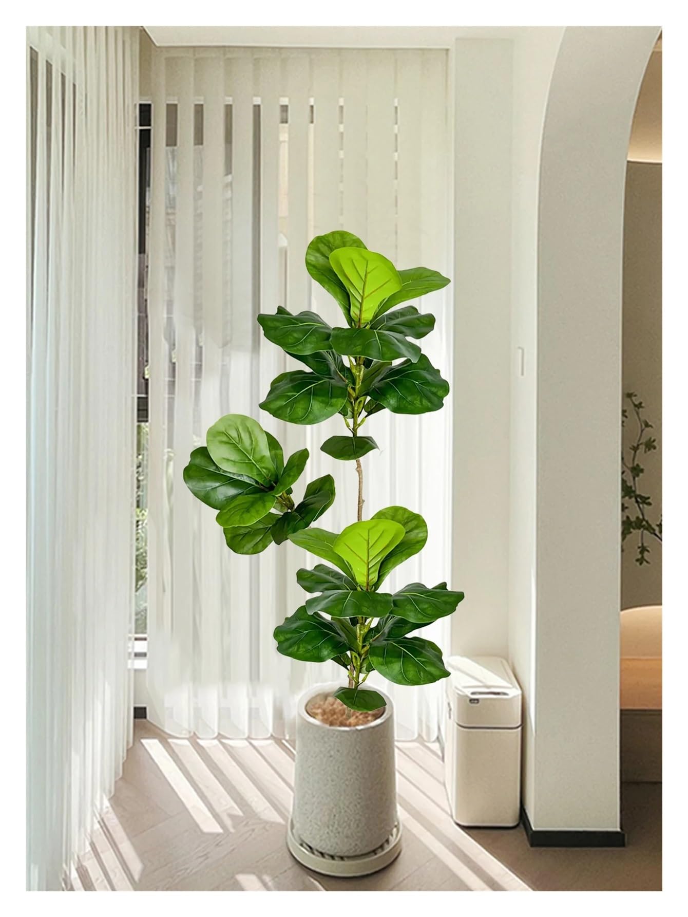 piante artificiali sospese 70-135 cm grande albero di ficus artificiale piante gomma finte ramo foglie violino in plastica for la decorazione interni ed esterni del giardino domestico(70cm and105cm)